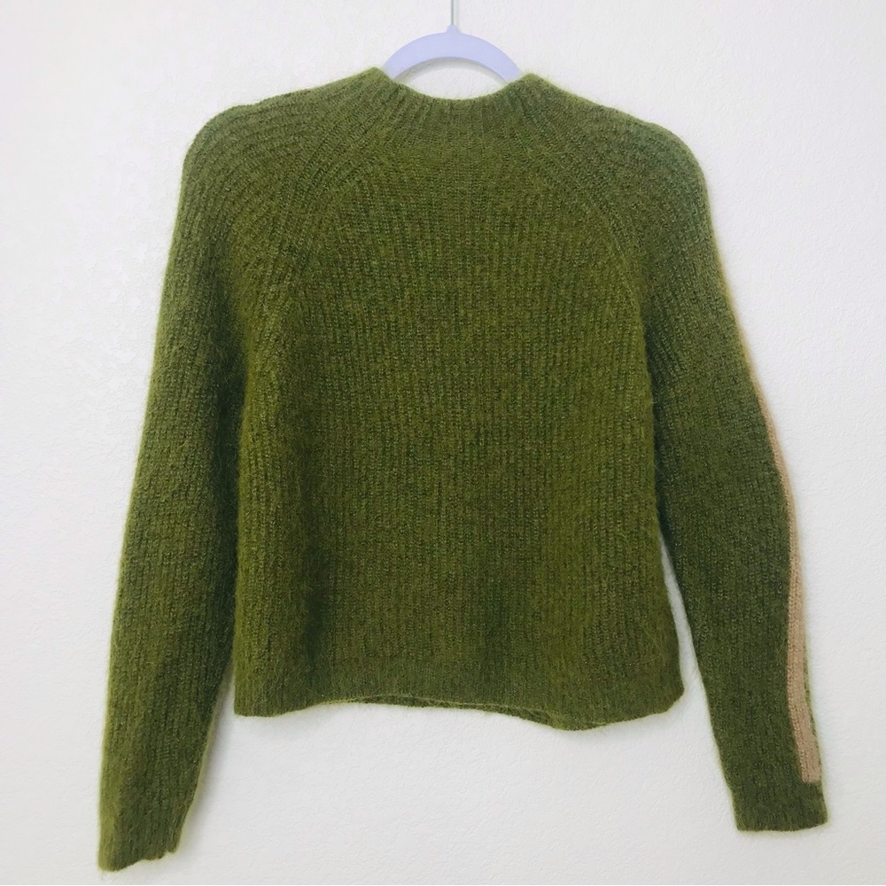 THE ENDERY Baby Alpaca/Wool Mock Neck Pullover Sweater Olive Green - Picture 5 of 9